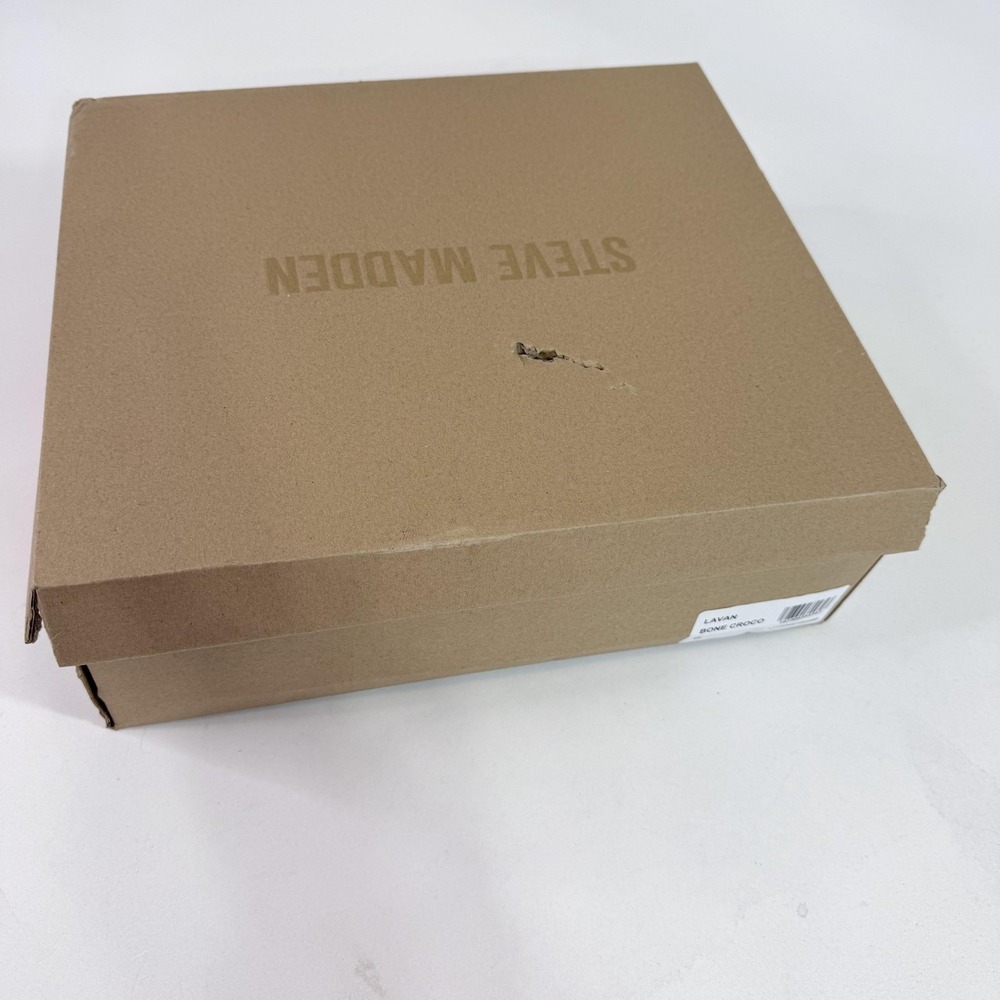 Steve Madden Lavan Boots Womens Size 6 White Bone Croco Mid Calf Kitten Heel - Picture 2 of 11